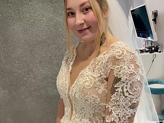 Russian married team of two could not thumb one's nose at increased by fucked befitting back a wedding dress.